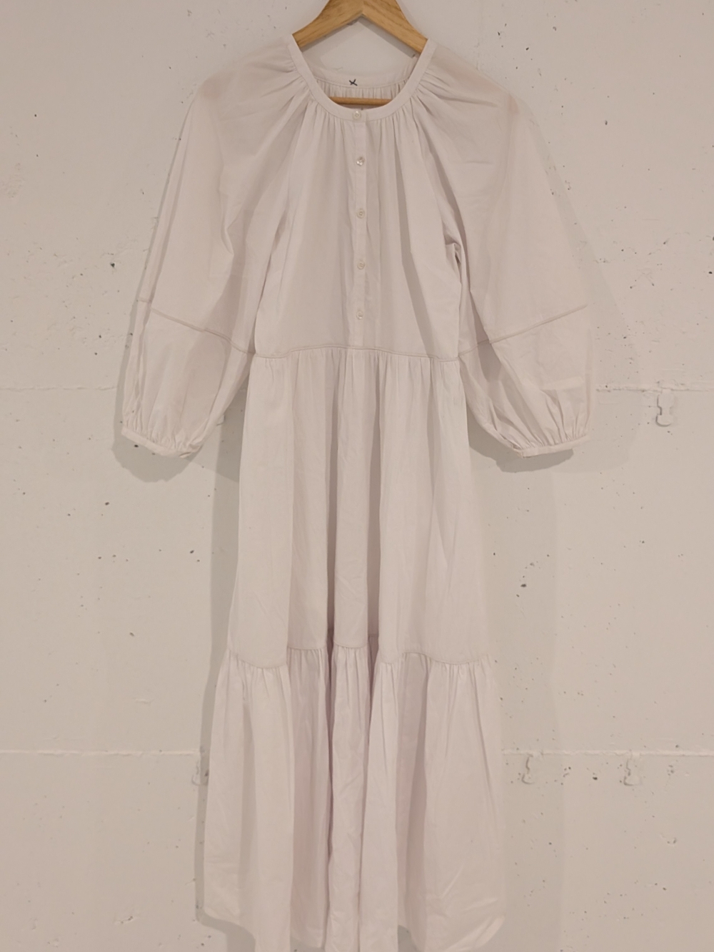 STAUD White Tiered Button-Front Maxi Dress